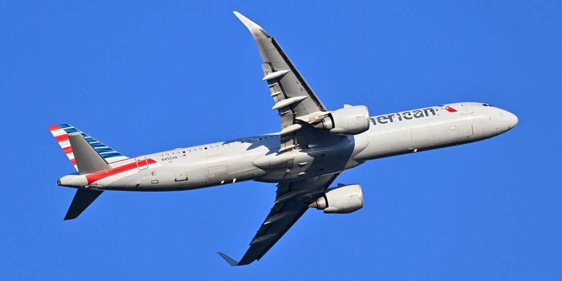 American Airlines Airbus A321neo departing Boston