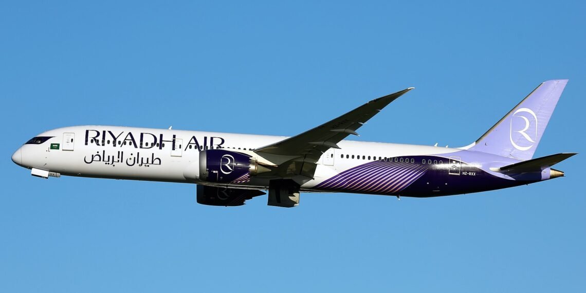 Riyadh Air Boeing 787-9 landing at London Heathrow