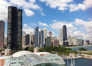 Magnificent Mile skyline viewed from the Navy Pier ferris wheel