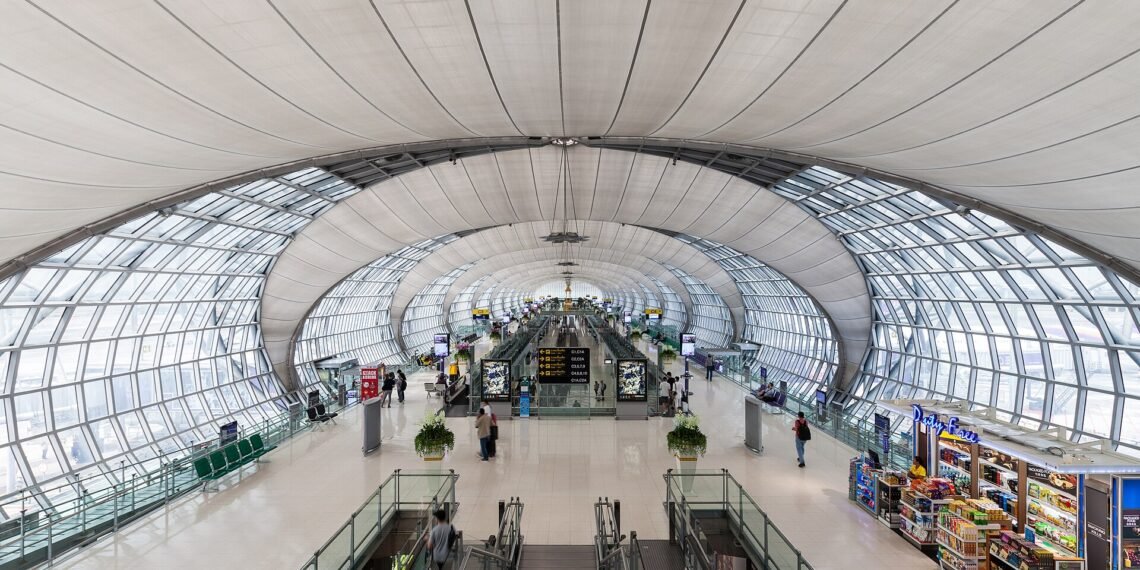 Inside the terminal at Bangkok Suvarnabhumi Airport