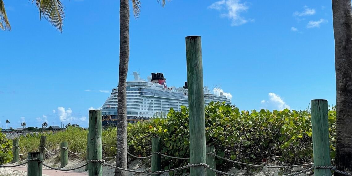 Disney Wish cruise ship at Castaway Cay
