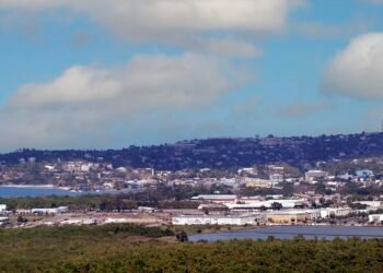 Skyline of Montego Bay, Jamaica, seen across the bay