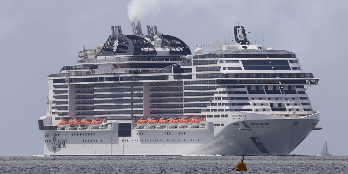 MSC Virtuosa cruise ship entering Southampton Water, England