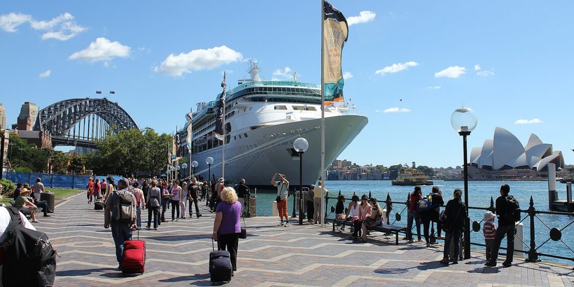 Royal Caribbean's Rhapsody of the Seas docked in Sydney Harbour