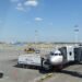 Aircraft at a gate on the apron at Moscow Sheremetyevo Airport, seen from Terminal D