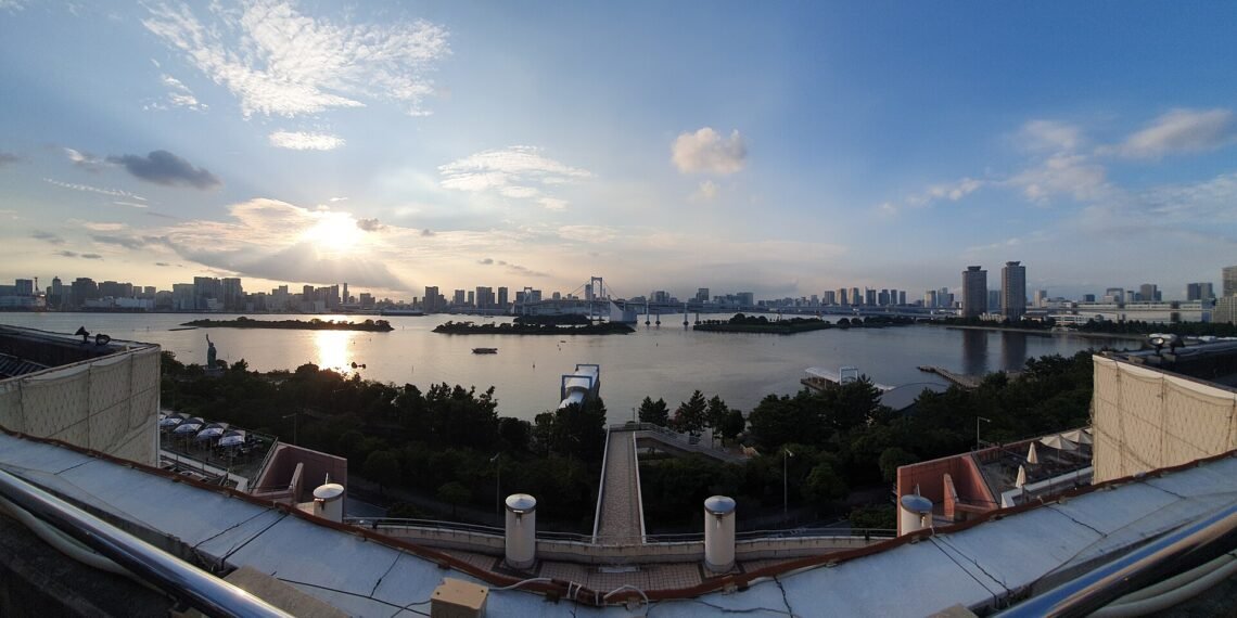 Tokyo Bay seen from Odaiba in the evening